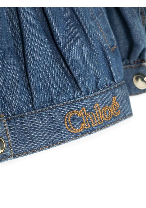 Blue Denim Jacket With Embroidered Logo Chloé Kids | C06144Z10