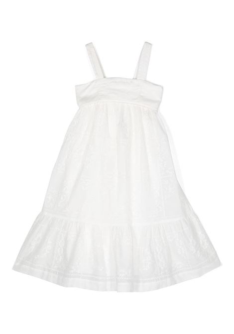 White Dress With Embroidery and Bow At Back Chloé Kids | C12923117