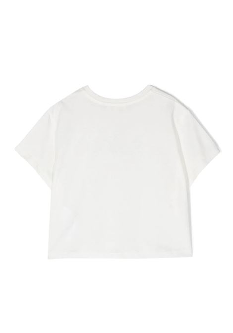 T-Shirt Bianca Con Logo Blu Sfumato Chloé Kids | C15E07117