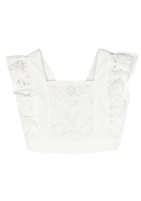 White Crop Top With Lace Chloé Kids | C15E10117