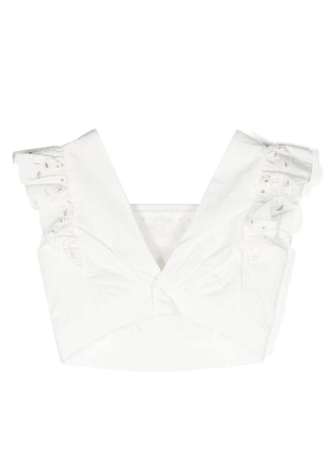 White Crop Top With Lace Chloé Kids | C15E10117