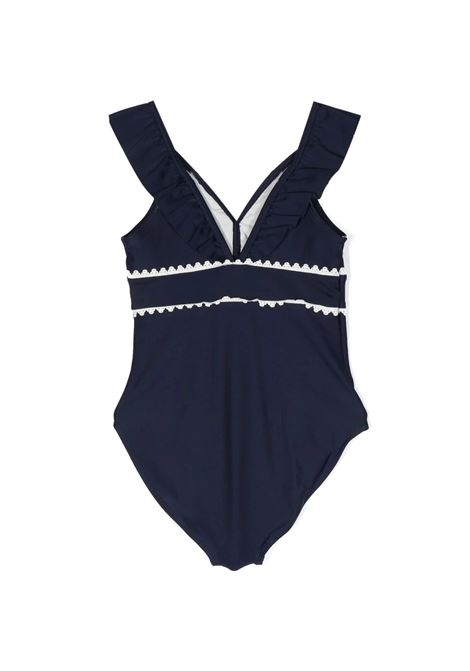 Navy Blue One Piece Swimsuit With Guipure Chloé Kids | C17110859