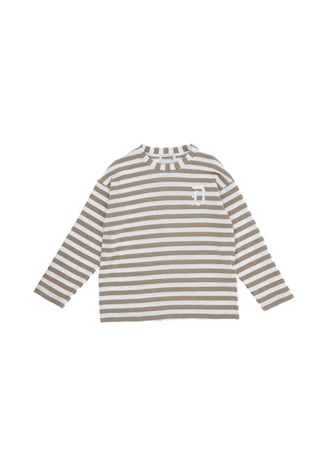Beige and White Striped Pullover With Monogram DONDUP JUNIOR | DMMA60-JR19-BD004D008