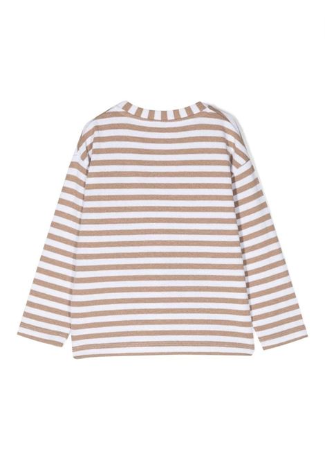 Beige and White Striped Pullover With Monogram DONDUP JUNIOR | DMMA60-JR19-BD004D008