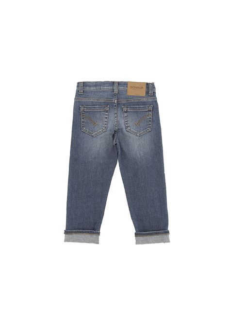 Blue Straight Leg Jeans With Distressed DONDUP JUNIOR | DMPA261C-DS041-BD0064011