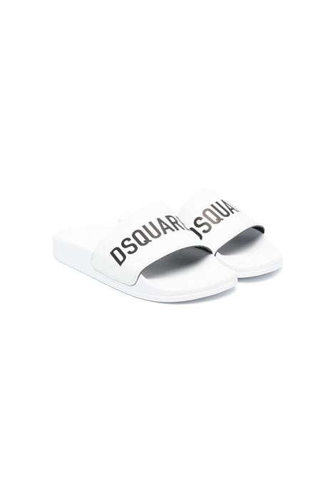 White Slippers With Contrasting Logo DSQUARED2 KIDS | DQ0610-P5287H1527