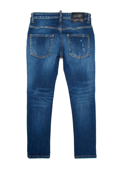 Jeans Skater Skinny Dark Blue Washed With Rips DSQUARED2 KIDS | DQ1552-D0A2QDQ01