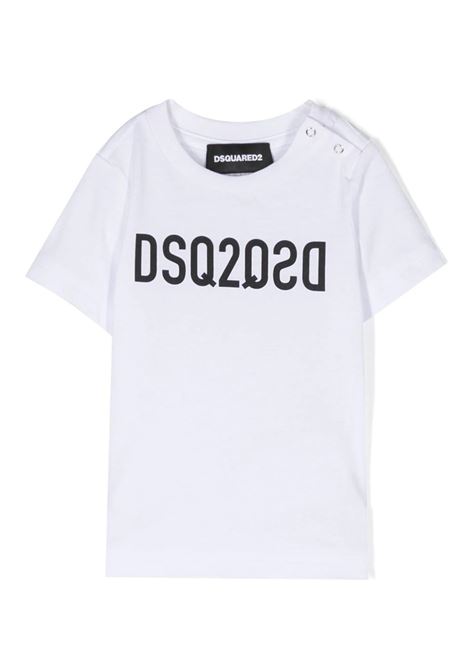 White T-Shirt With DSQ2 Logo Reflected DSQUARED2 KIDS | DQ1639-D00MVDQ100