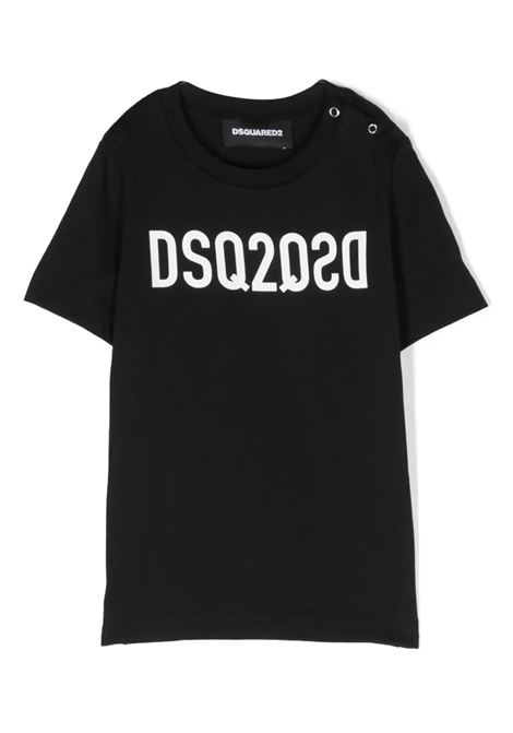 Black T-Shirt With DSQ2 Logo Reflected DSQUARED2 KIDS | DQ1639-D00MVDQ900