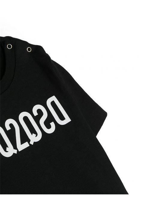 Black T-Shirt With DSQ2 Logo Reflected DSQUARED2 KIDS | DQ1639-D00MVDQ900