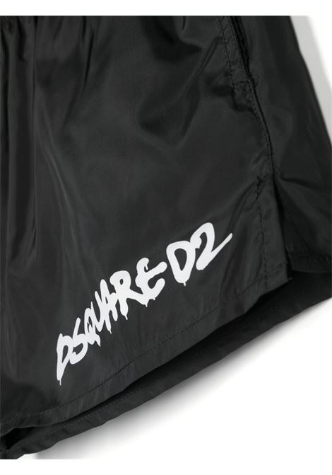 Black Swim Shorts With Dsquared2 Graffiti Logo DSQUARED2 KIDS | DQ1646-D00QKDQ900