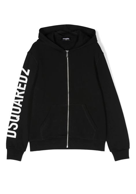 Black Zipped Hoodie With Maxi Logo DSQUARED2 KIDS | DQ1783-D0A4DDQ900