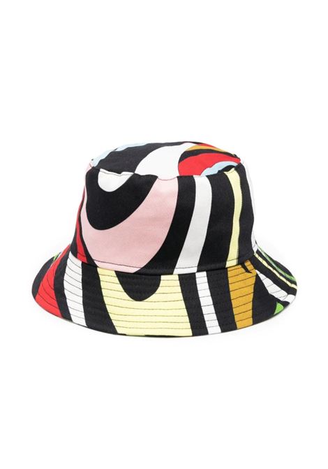 Black Bucket Hat With Multicolour Marble Print EMILIO PUCCI JUNIOR | PS0C37-G0106930MC