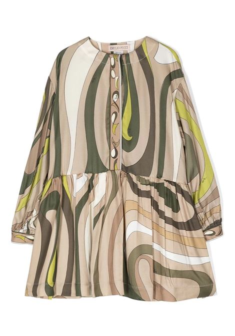 Green Dress With Marble Print EMILIO PUCCI JUNIOR | PS1A10-K0107720MC
