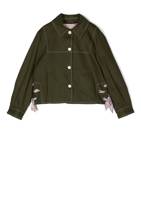 Green Jacket With Pink Printed Bows EMILIO PUCCI JUNIOR | PS2A17-D0058716