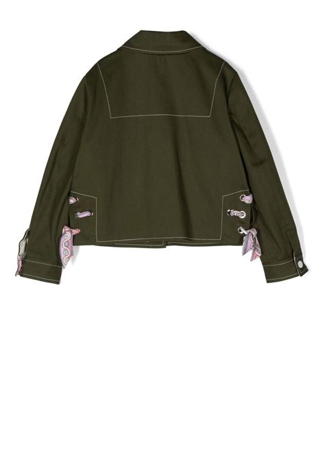 Green Jacket With Pink Printed Bows EMILIO PUCCI JUNIOR | PS2A17-D0058716