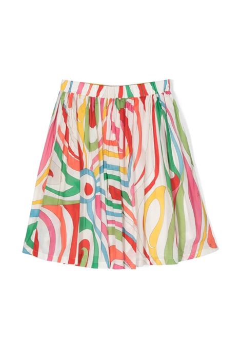White Flared Skirt With Marble Print EMILIO PUCCI JUNIOR | PS7A84-M0021999