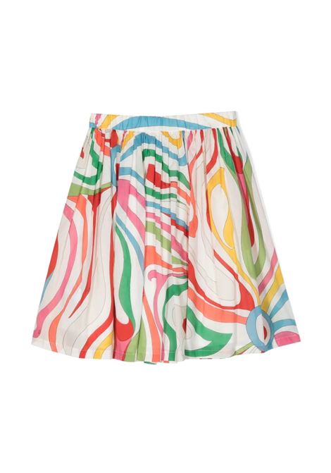 White Flared Skirt With Marble Print EMILIO PUCCI JUNIOR | PS7A84-M0021999