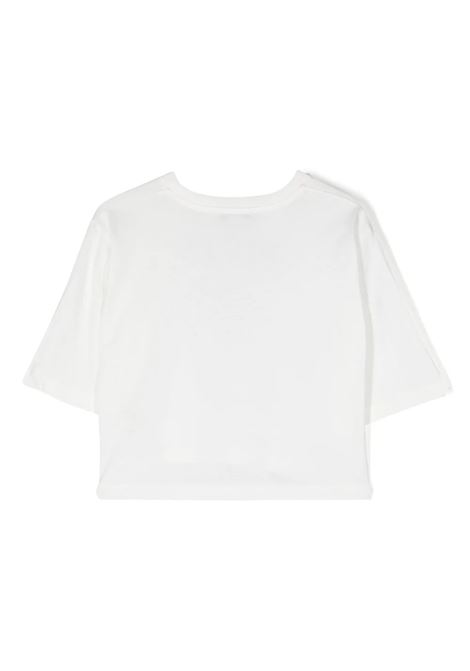 T-Shirt Crop Bianca Con Stampa Logo Nero EMILIO PUCCI JUNIOR | PS8B41-J0177101NE
