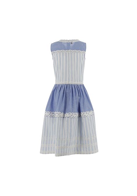 Blue and White Dress With Striped Pattern ERMANNO SCERVINO JUNIOR | SFAB105C-CR230-BS0024005