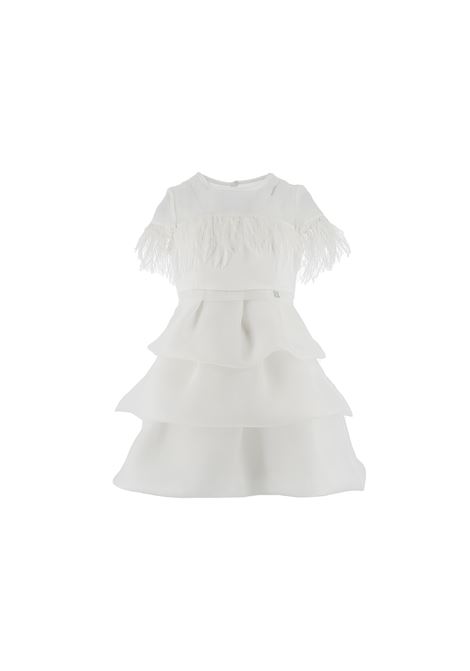 White Organza Dress With Feathers ERMANNO SCERVINO JUNIOR | SFAB112-RA97-BS0040001