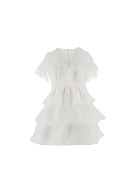 White Organza Dress With Feathers ERMANNO SCERVINO JUNIOR | SFAB112-RA97-BS0040001