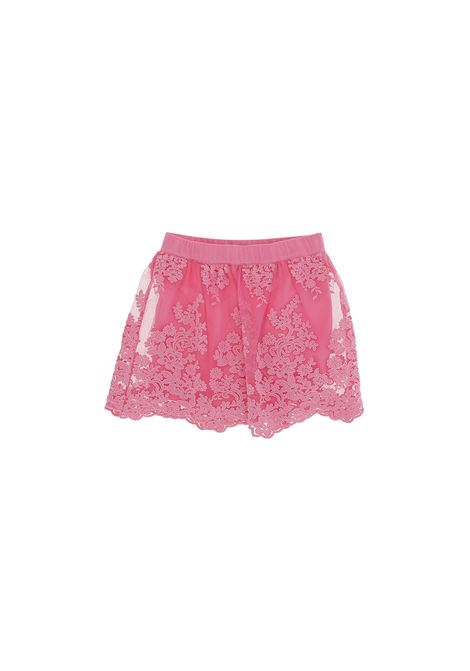 Pink Embroidered Tulle Short Skirt ERMANNO SCERVINO JUNIOR | SFGO047C-TU78-BS0013000