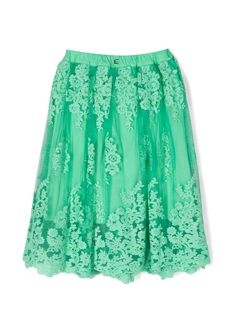 Green Tulle Flared Skirt With Embroidery ERMANNO SCERVINO JUNIOR | SFGO048C-TU78-BS0011000