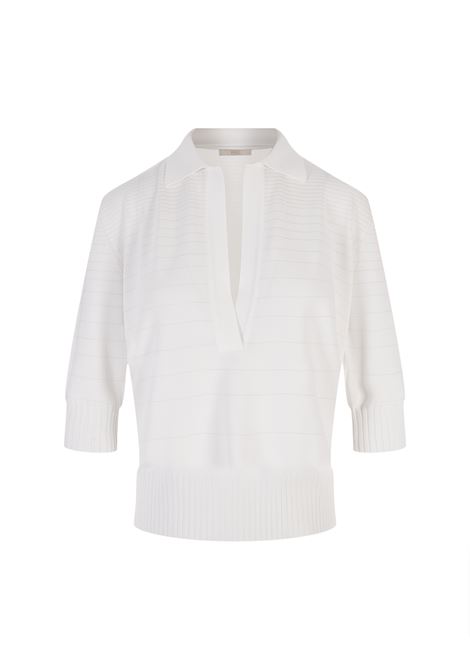 White Tecna Striped Polo Shirt FEDELI | 6DE050180001