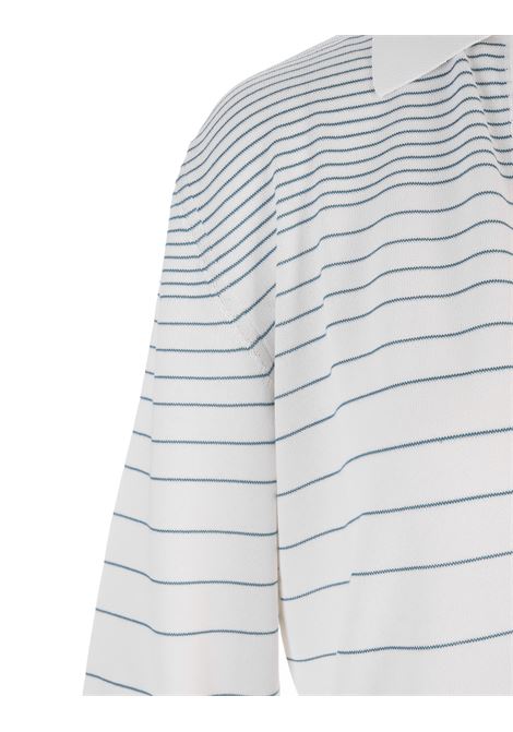 White and Blue Striped Tecna Polo FEDELI | 6DE050180004