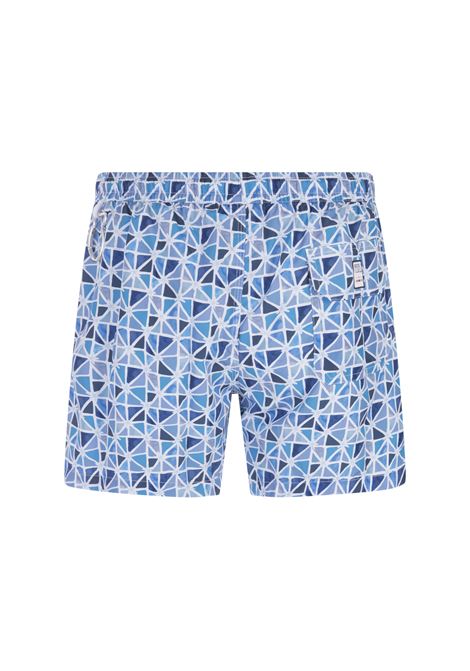 Men swimsuit with blue all-over geometric prints FEDELI | UE00318-C075125