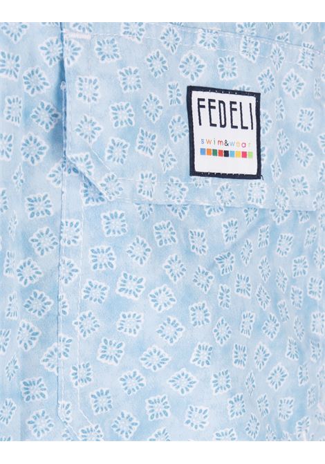 Men swimsuit with all-over light blue prints FEDELI | UE00318-C075212