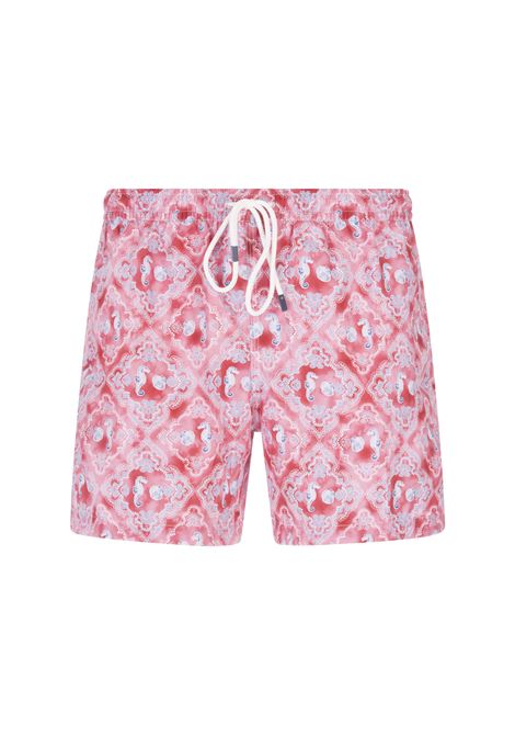 red Swim Shorts With Seahorse Pattern FEDELI | UE00318-C0756111