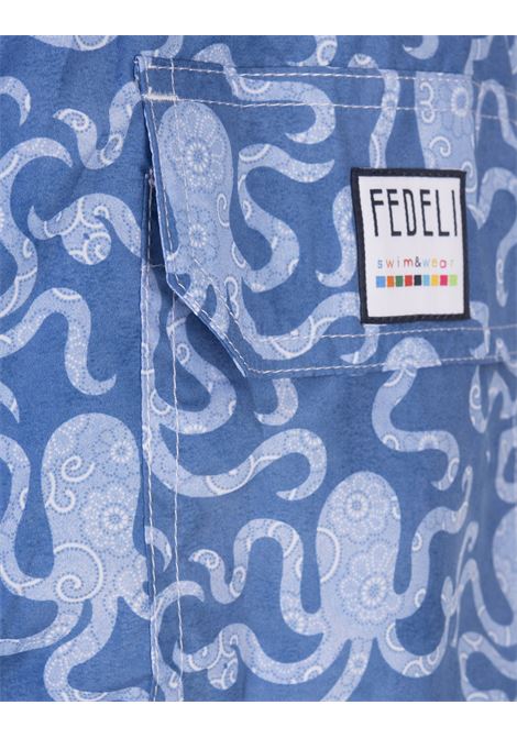 octopus-print blue Swim Shorts FEDELI | UE00318-C075991