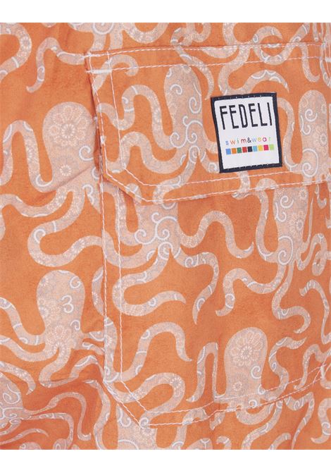 Octopus Print orange Swim Shorts FEDELI | UE00318-C075999