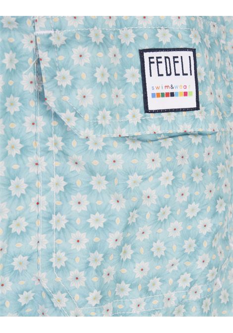 Small flower Print light blue Swim Shorts FEDELI | UE00318-I12