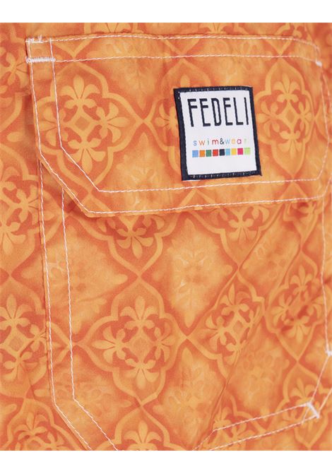 Geometric-pattern Orange Swim Shorts FEDELI | UE00318-I328