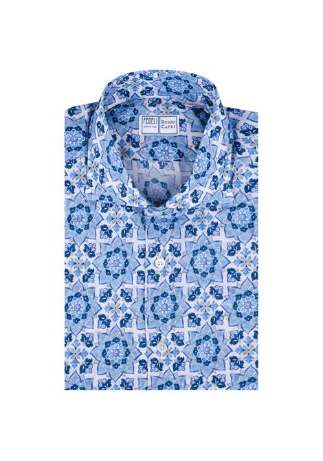 Blue Majolica Print Shirt FEDELI | UE00512-C07538-CC3