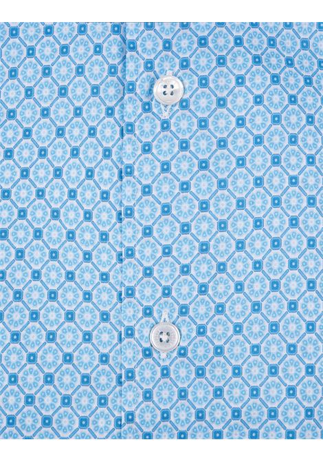 Sky Blue Shirt With Micro Geometric Floral Pattern FEDELI | UE00512-C07571-CC4
