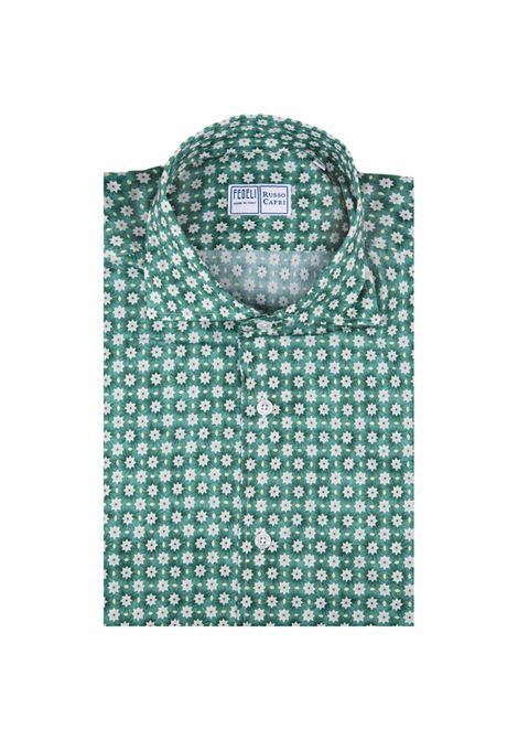 Green Shirt With Floral Inspiration Pattern FEDELI | UE00512-I17