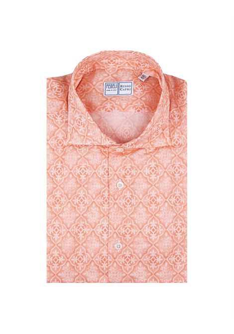 Peach Shirt With White Majolica Pattern FEDELI | UE00512-I3-CC31