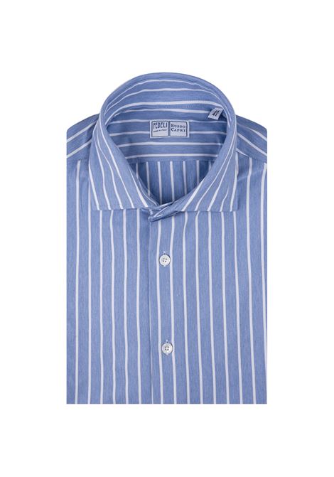 Striped Blue Strech Shirt FEDELI | UE00522-CC0015