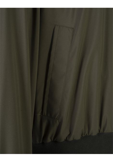 Olive Green Nylon Bomber Jacket With Hood FEDELI | UE00600CE-CC0011