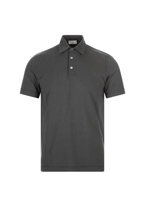 Short-Sleeved Polo Shirt In Dark Grey Cotton FEDELI | UED0303CE-CC84
