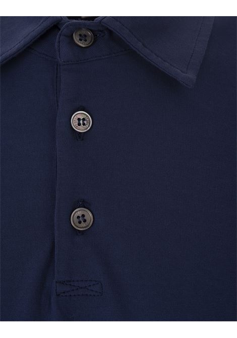 Short-Sleeved Polo Shirt In Dark Blue Cotton FEDELI | UED0303CE-CC85