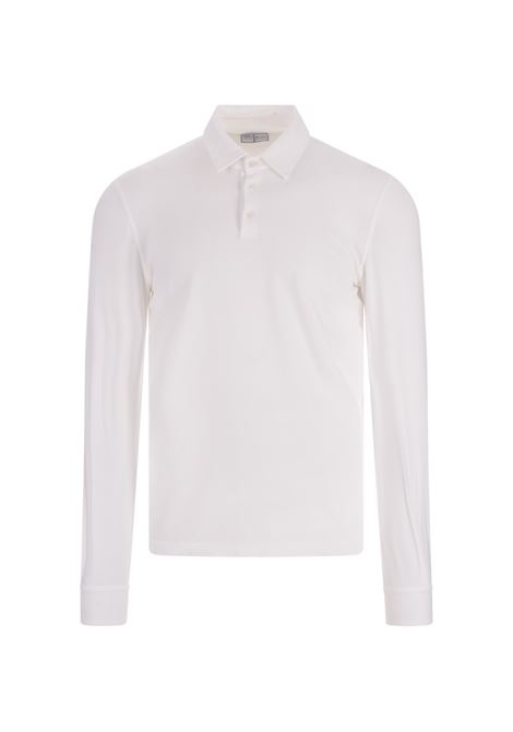 White Long Sleeve Polo Shirt FEDELI | UED0307CE-CC41