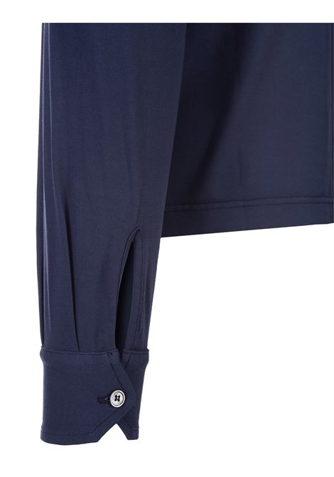 Dark Blue Long Sleeve Polo Shirt FEDELI | UED0307CE-CC85