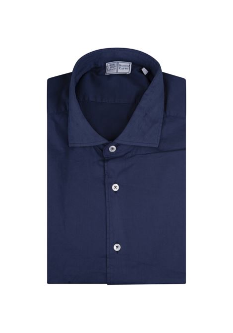 Navy Blue Poplin Classic Shirt FEDELI | UED0507CE-CC85