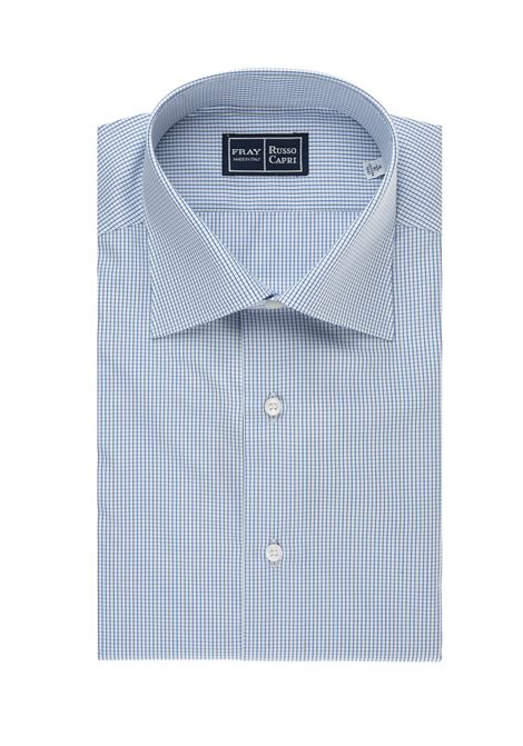 White And Blue Regular Fit Shirt with Micro Checks FRAY | 127899