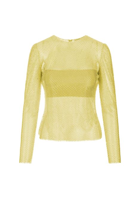 Yellow Mesh Top With Crystals GIUSEPPE DI MORABITO | 163TO-24039